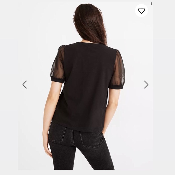 Madewell 2020 Black Sheer-Sleeve Knit Top size XS - Picture 2 of 9